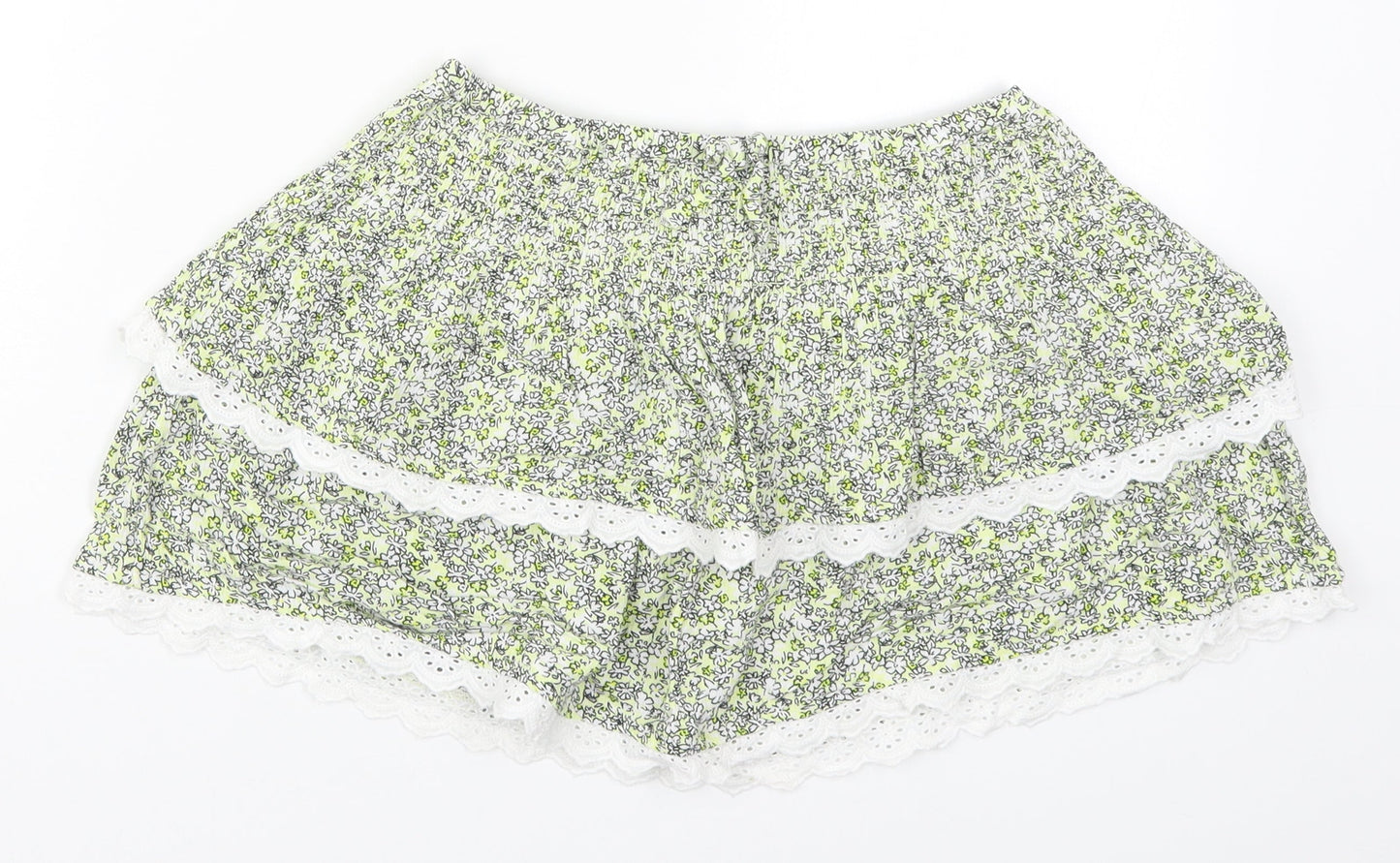 Marks and Spencer Girls Green Flecked Viscose Mini Skirt Size 9-10 Years  Regular