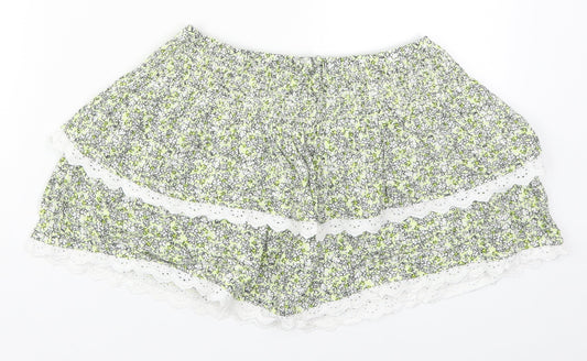 Marks and Spencer Girls Green Flecked Viscose Mini Skirt Size 9-10 Years  Regular