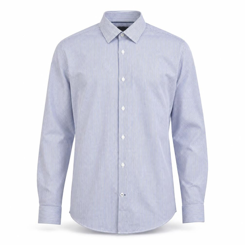 Burton Mens Blue Striped Polyester  Button-Up Size S Collared Button
