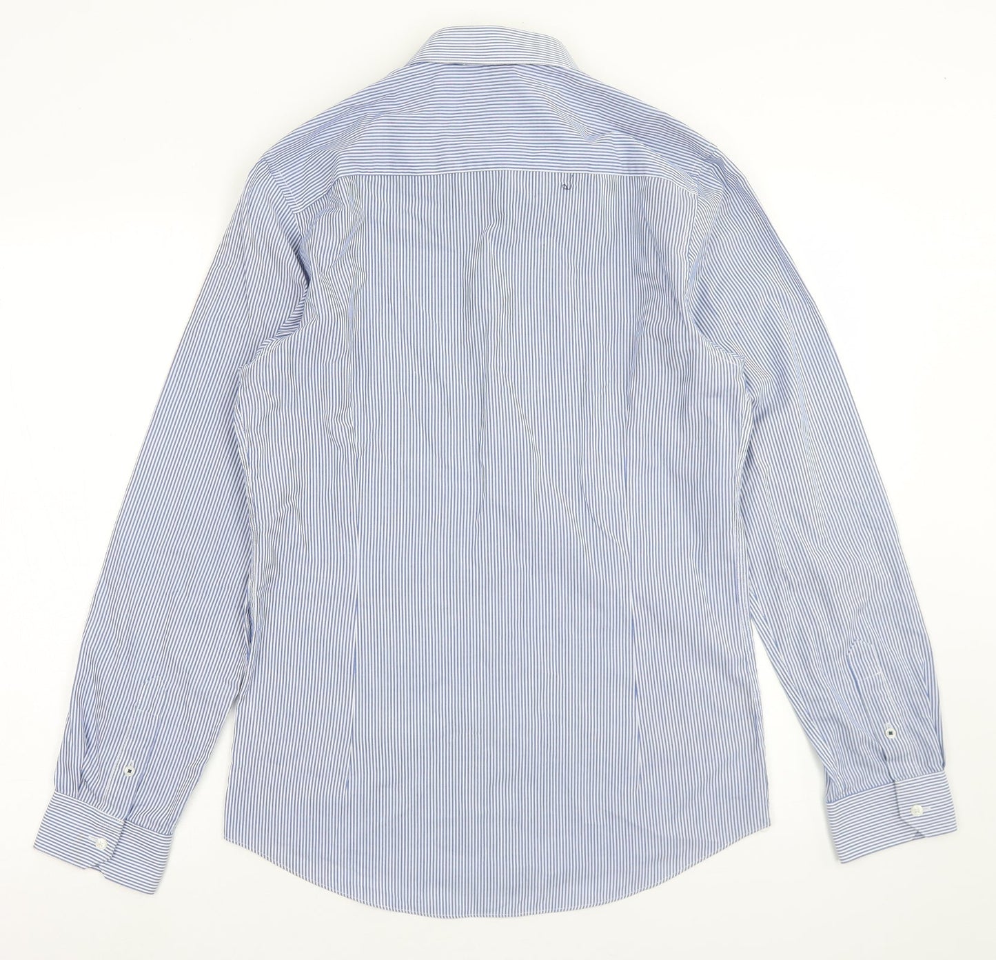 Burton Mens Blue Striped Polyester  Button-Up Size S Collared Button