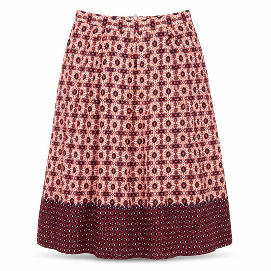 Topshop Womens Red Floral Cotton A-Line Skirt Size 8   Zip