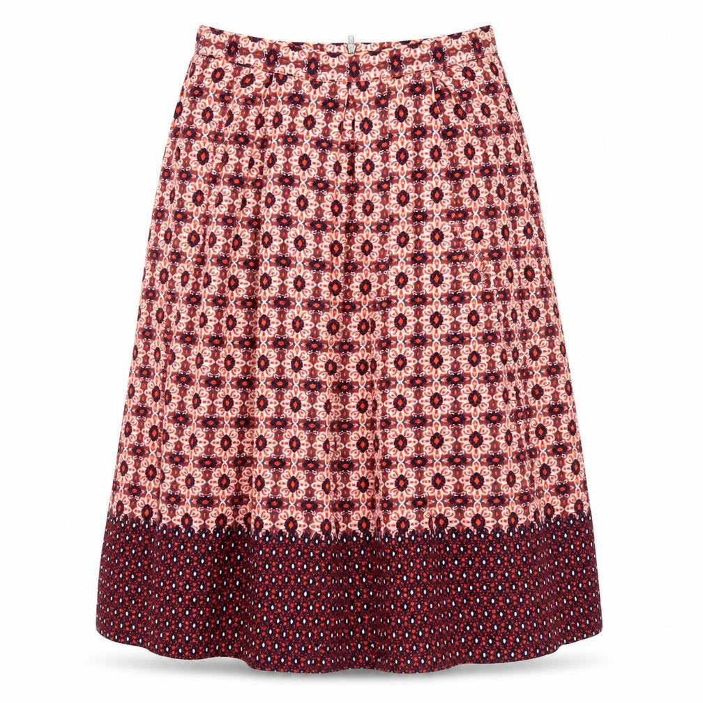 Topshop Womens Red Floral Cotton A-Line Skirt Size 8   Zip