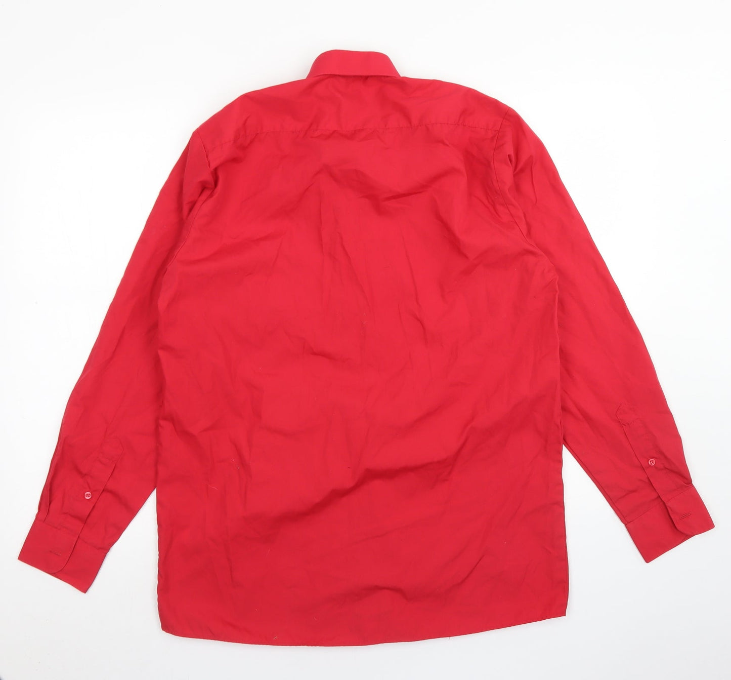 Banner Mens Red  Polyester  Dress Shirt Size 15 Collared Button