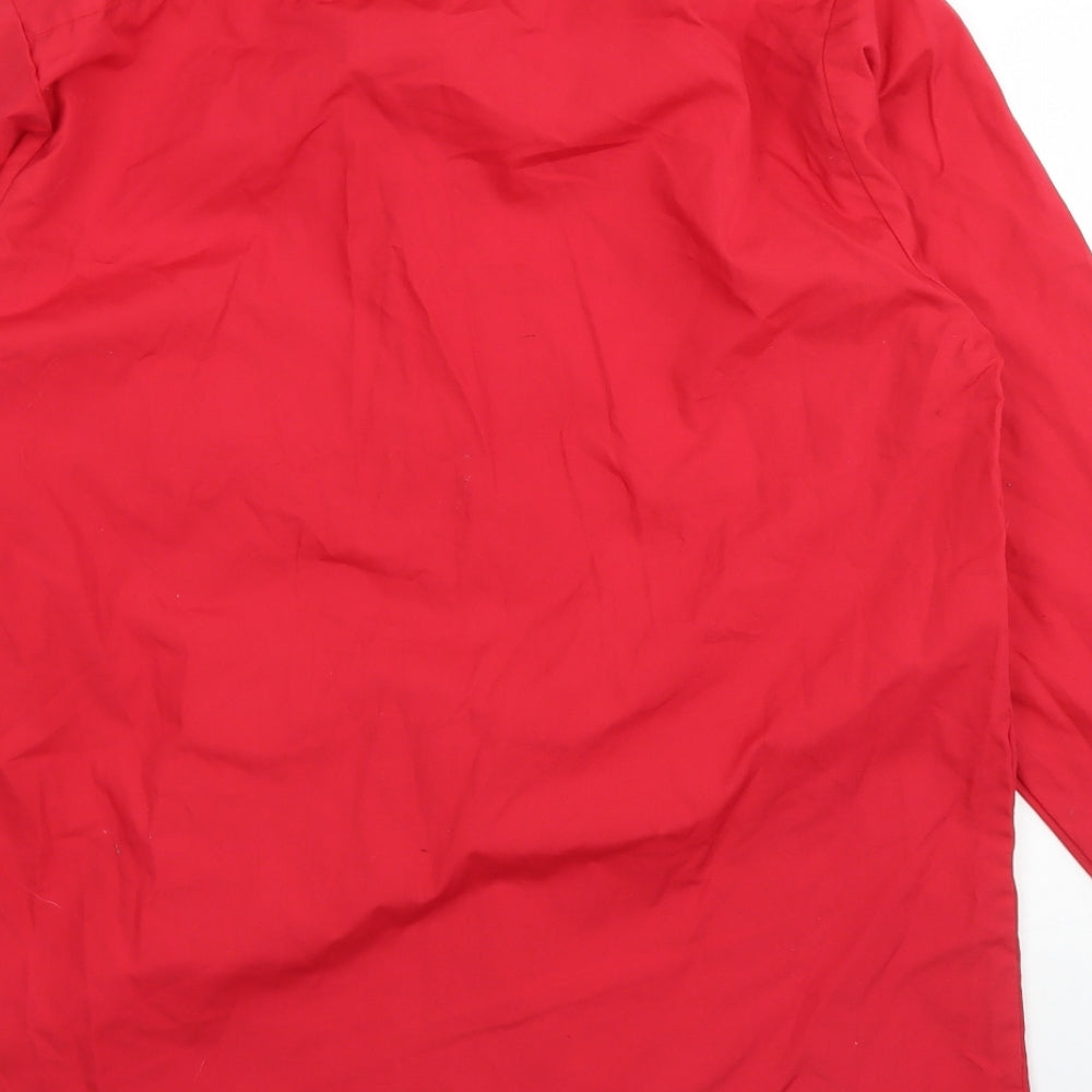 Banner Mens Red  Polyester  Dress Shirt Size 15 Collared Button