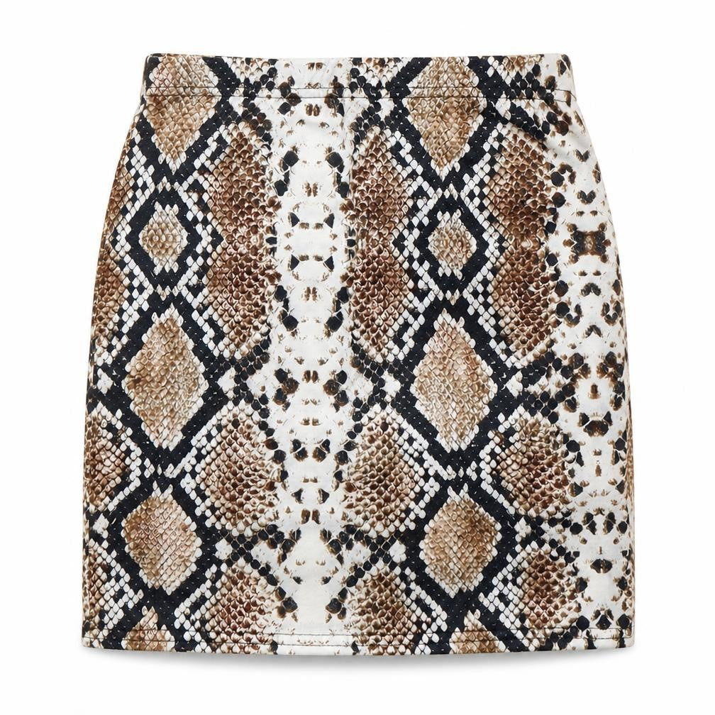 PRETTYLITTLETHING Womens Multicoloured Animal Print Polyester Mini Skirt Size 8