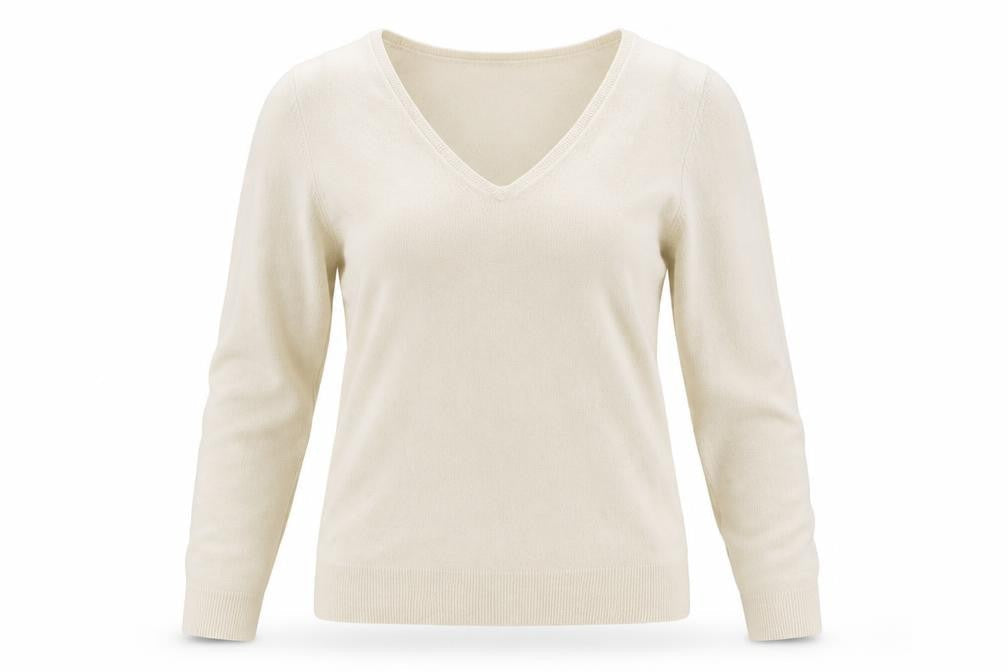 BHS Womens Beige V-Neck  Acrylic Pullover Jumper Size 10