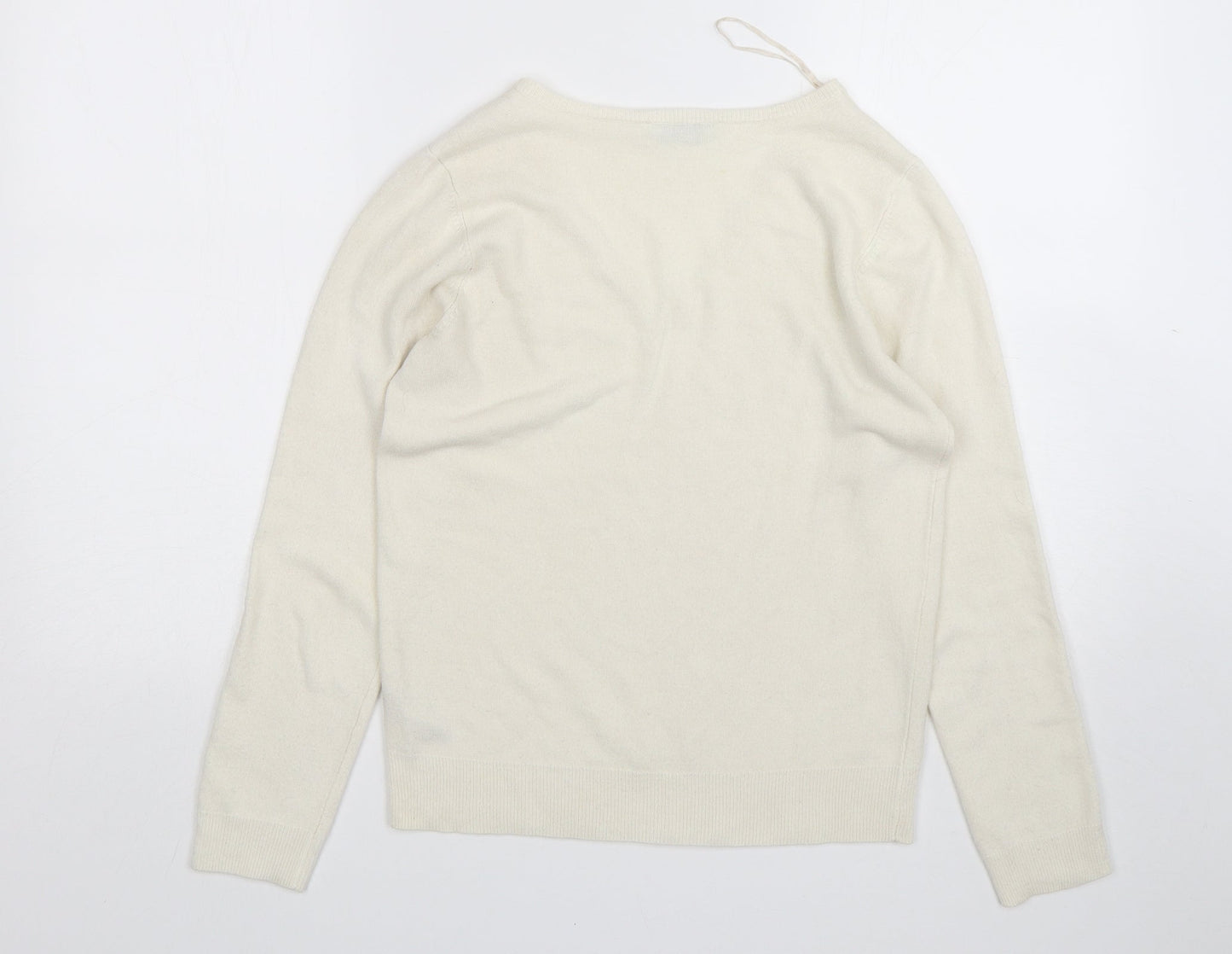 BHS Womens Beige V-Neck  Acrylic Pullover Jumper Size 10