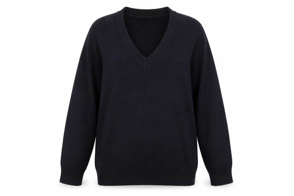 Migicfit Womens Blue V-Neck  Cotton Pullover Jumper Size 6