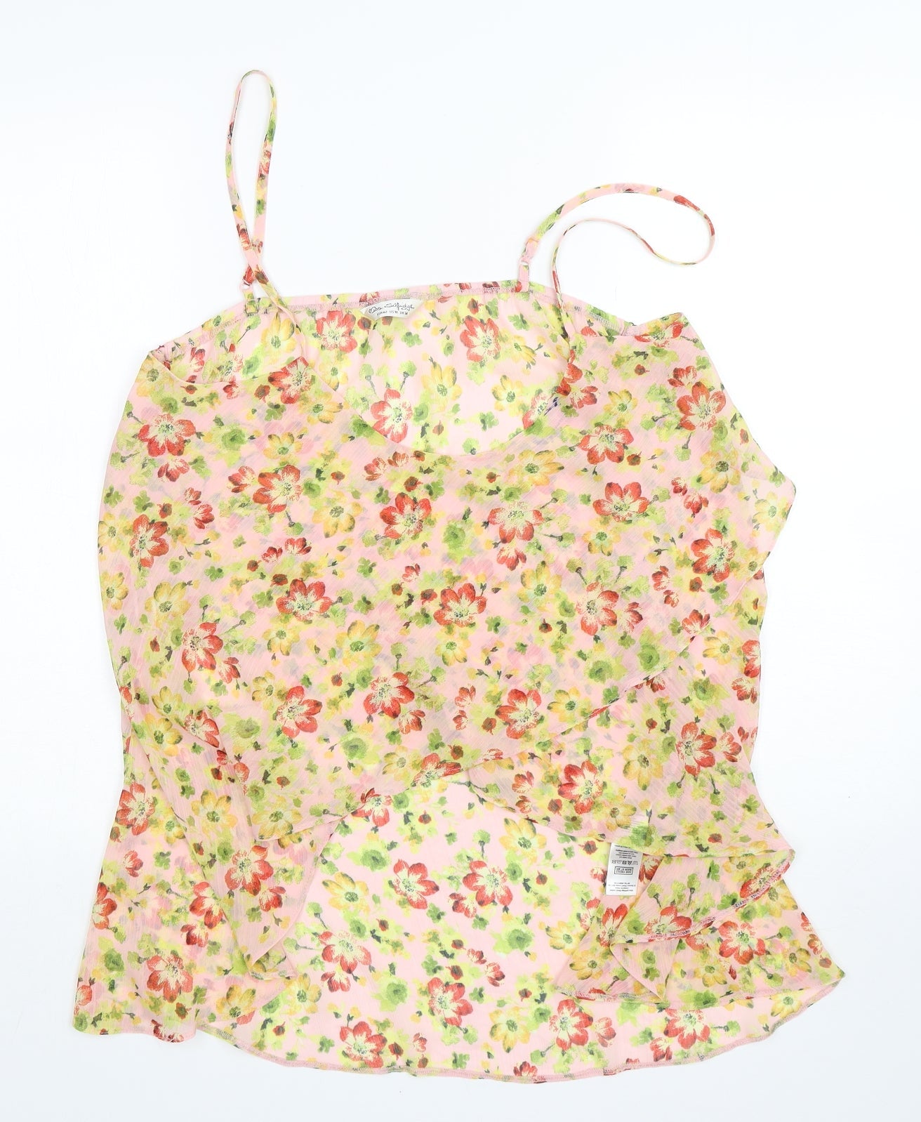 Miss Selfridge  Womens Multicoloured Floral Polyester Basic Blouse Size 14 Round Neck
