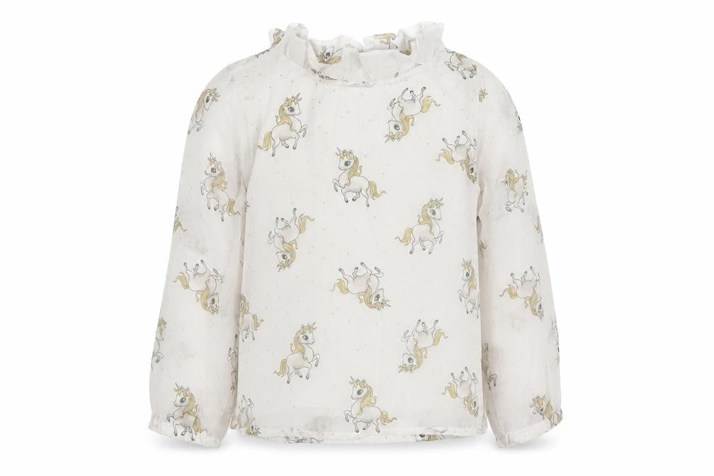 H&M Girls White  Polyester Basic Blouse Size 3 Years Round Neck  - Unicorn