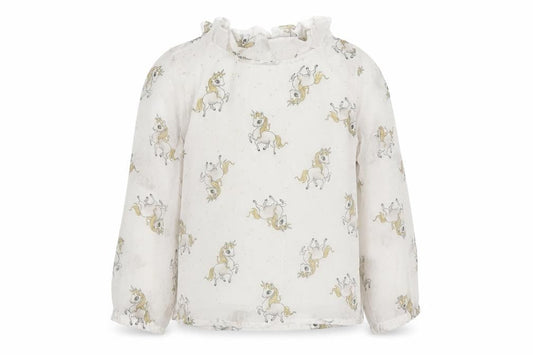 H&M Girls White  Polyester Basic Blouse Size 3 Years Round Neck  - Unicorn