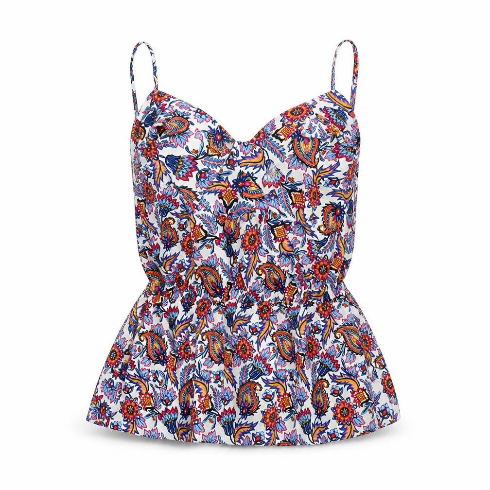 Pep&Co Womens Multicoloured Paisley Polyester Basic Tank Size 12 V-Neck