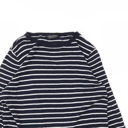 Dorothy Perkins Womens Blue Round Neck Striped Cotton Pullover Jumper Size 14