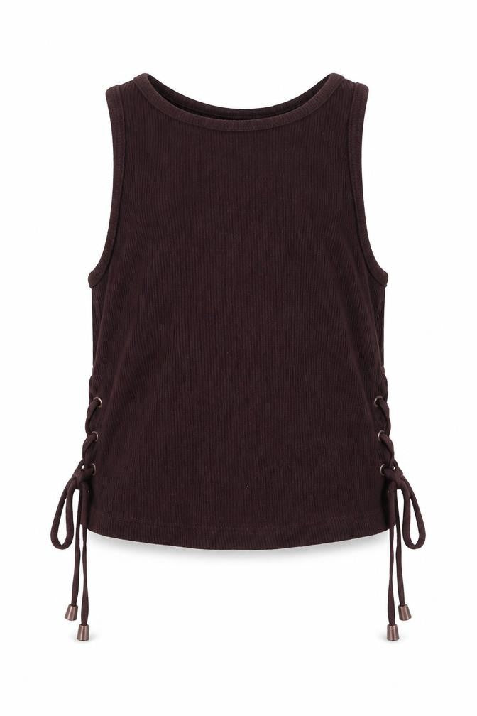 River Island Girls Brown  Viscose Basic Tank Size 10 Years Round Neck