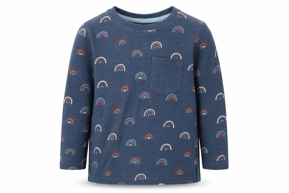 George Boys Blue  Cotton Basic T-Shirt Size 2 Years Round Neck  - Rainbow