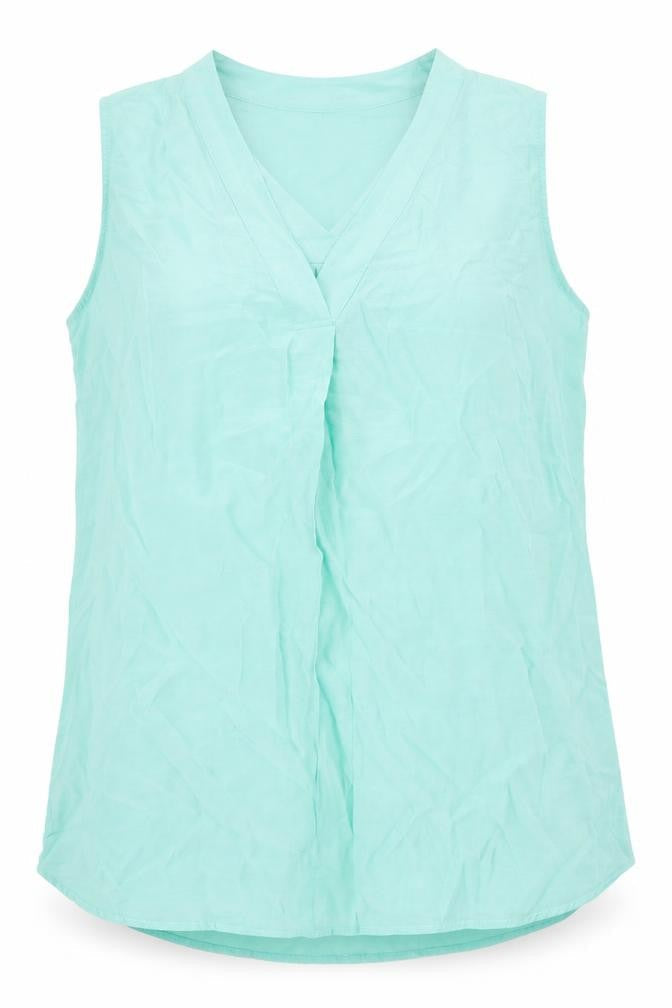 Marks & Spencer Womens Green  Viscose Basic Blouse Size 10 V-Neck