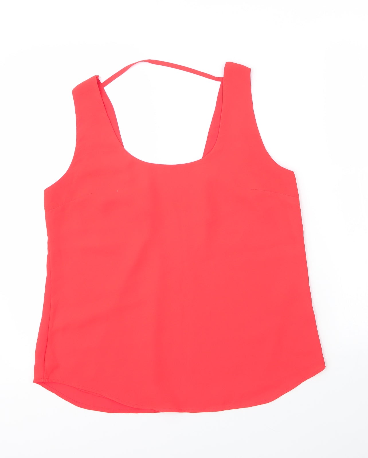 Oasis Womens Red  Polyester Basic Blouse Size 12 Scoop Neck