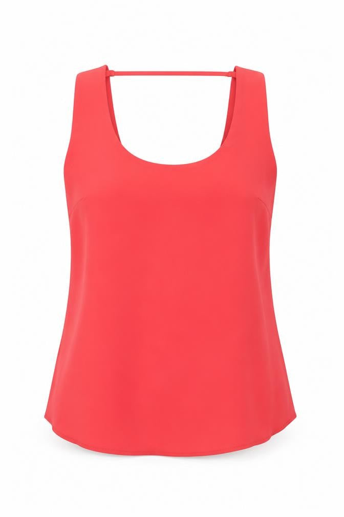 Oasis Womens Red  Polyester Basic Blouse Size 12 Scoop Neck