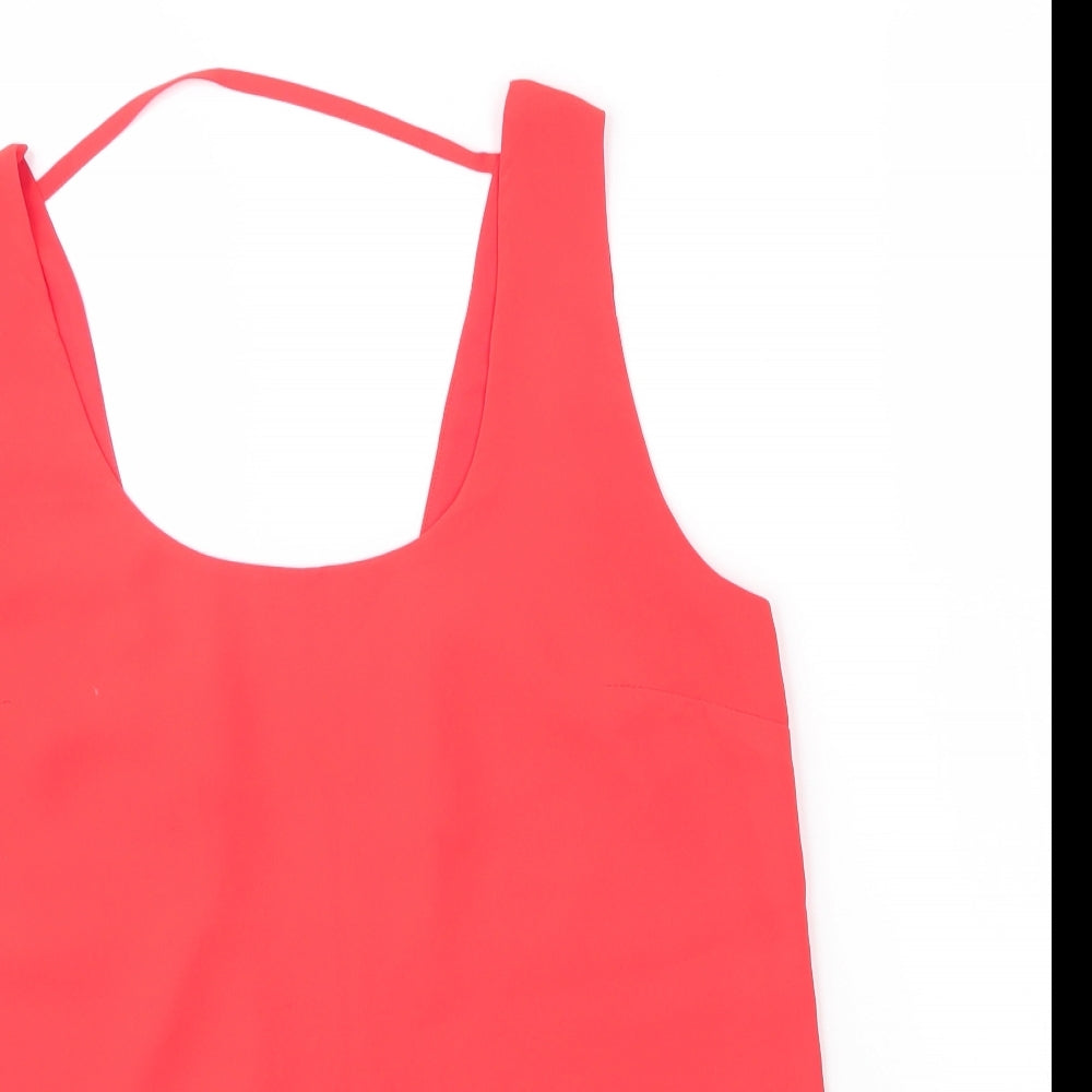 Oasis Womens Red  Polyester Basic Blouse Size 12 Scoop Neck