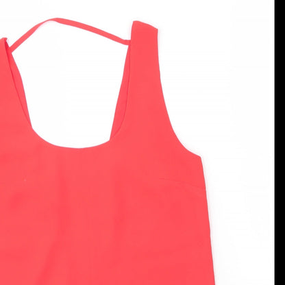 Oasis Womens Red  Polyester Basic Blouse Size 12 Scoop Neck