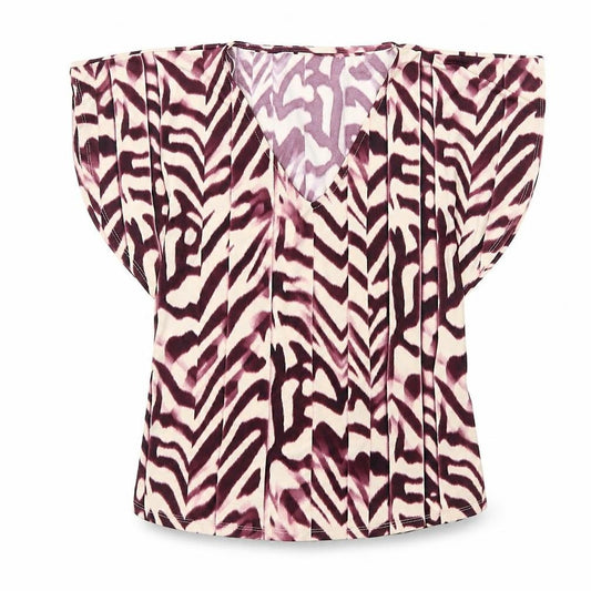 Debenhams Womens Purple Animal Print Polyester Basic Blouse Size 8 V-Neck - Zebra print