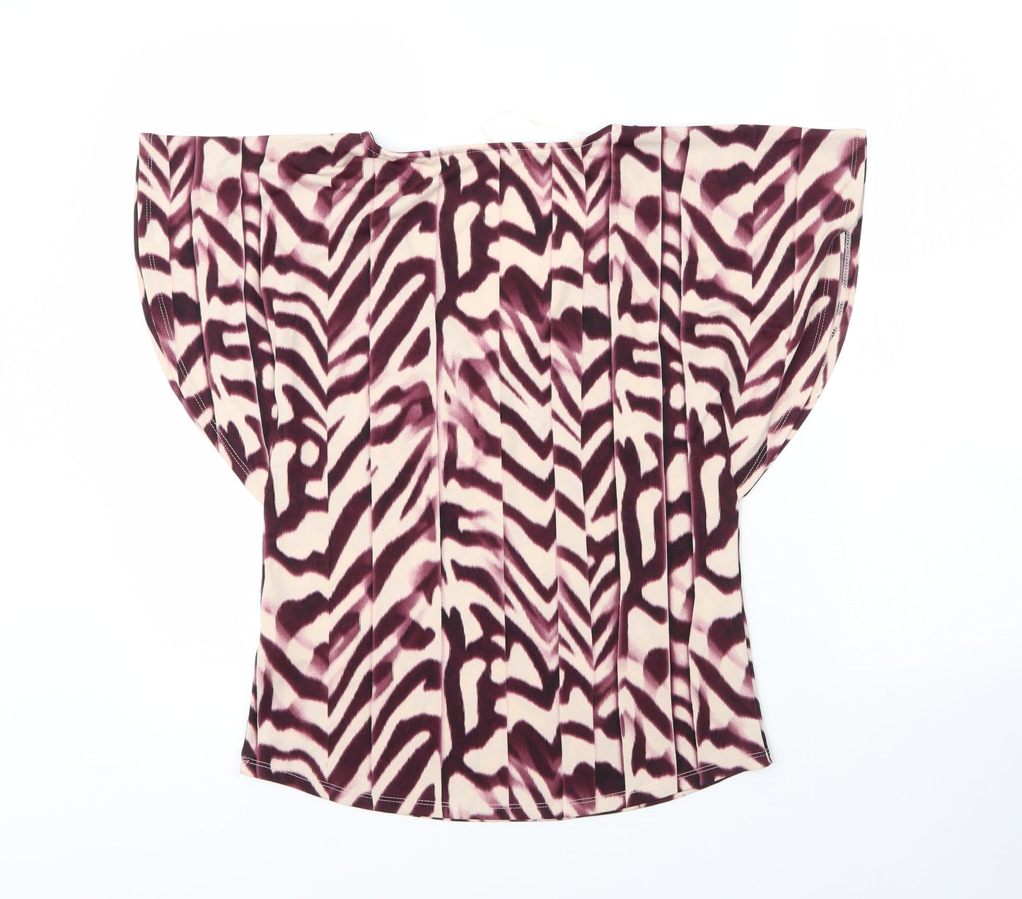 Debenhams Womens Purple Animal Print Polyester Basic Blouse Size 8 V-Neck - Zebra print