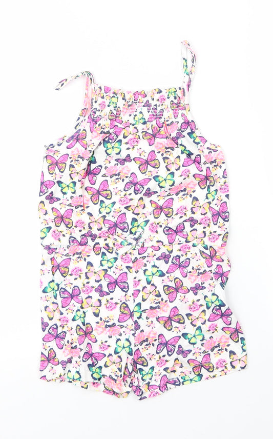Primark Girls Pink  Cotton Romper One-Piece Size 6 Years   - Butterflies