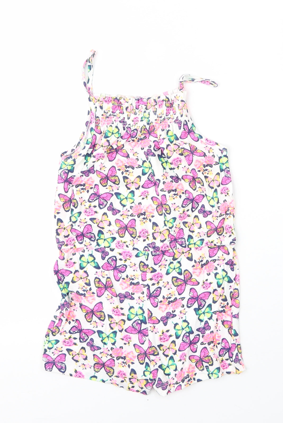 Primark Girls Pink  Cotton Romper One-Piece Size 6 Years   - Butterflies
