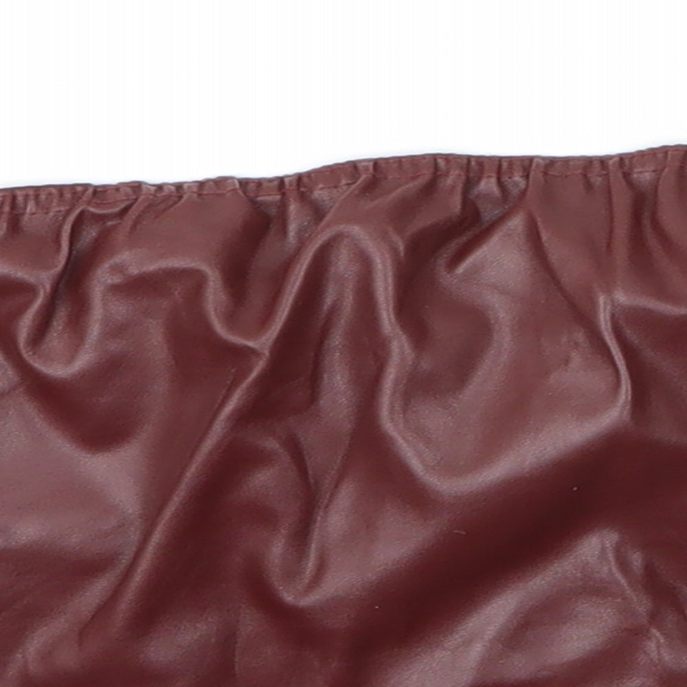 PRETTYLITTLETHING Womens Brown  Polyester Cropped Tank Size 4 Off the Shoulder - Boob tube