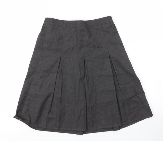 George Girls Grey  Viscose Pleated Skirt Size 12 Years  Regular Zip