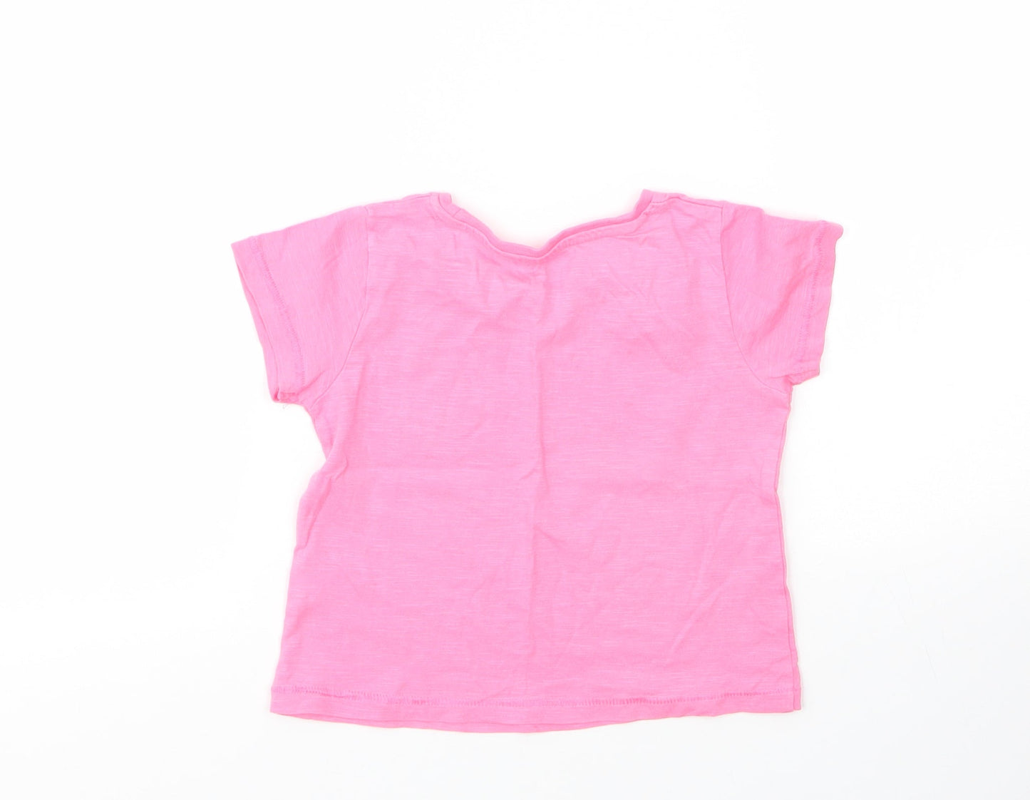 Matalan Girls Pink  Cotton Basic T-Shirt Size 12 Months Round Neck
