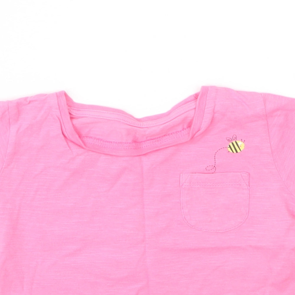 Matalan Girls Pink  Cotton Basic T-Shirt Size 12 Months Round Neck