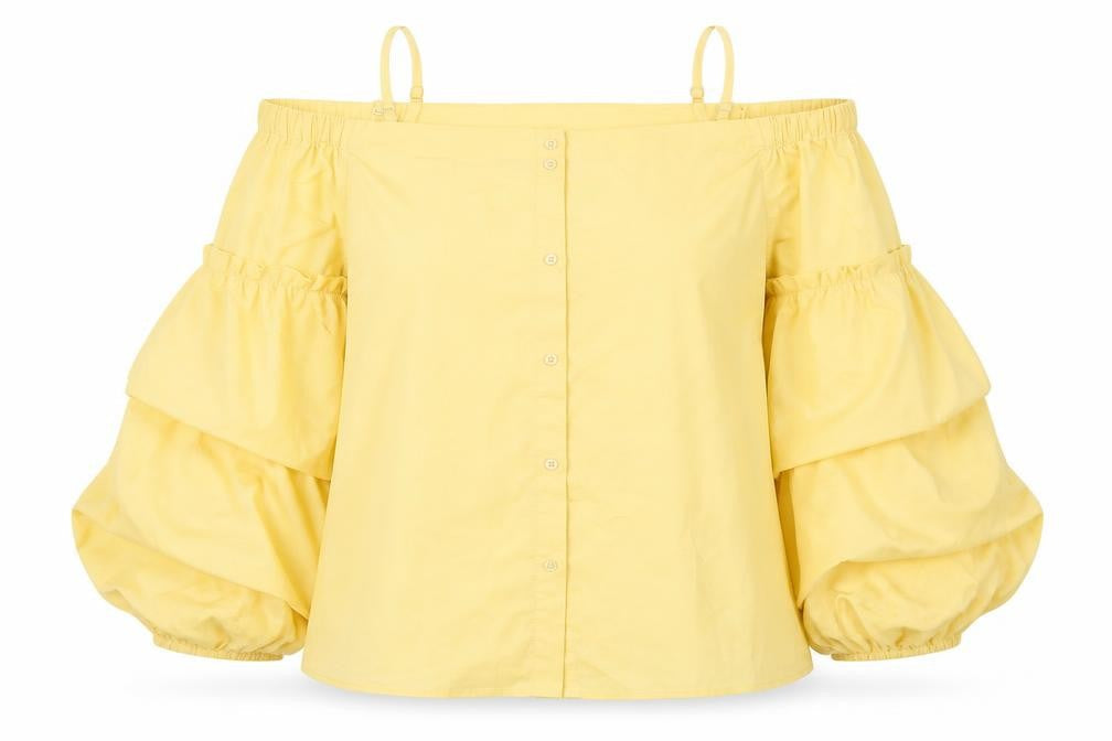 Vera Moda Womens Yellow  Viscose Basic Blouse Size M Boat Neck