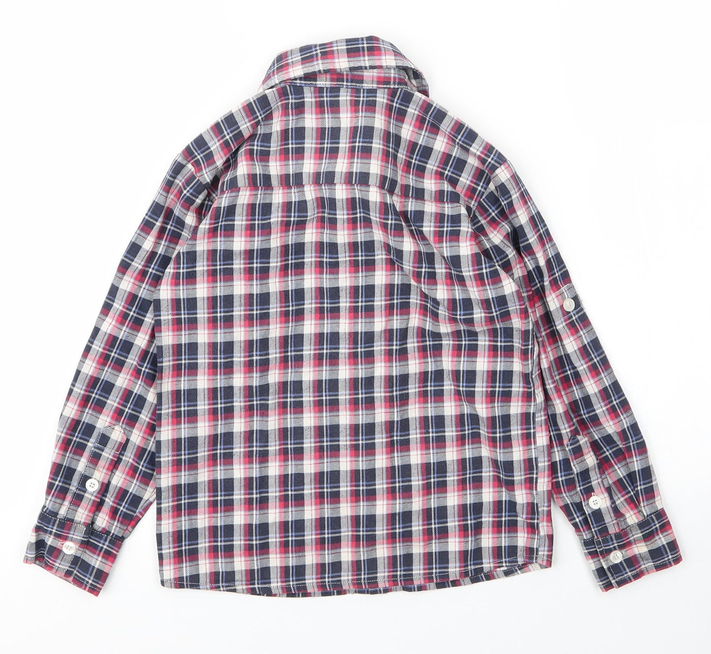 Bienzoe Boys Red Plaid Cotton Basic Button-Up Size 5 Years Collared Button