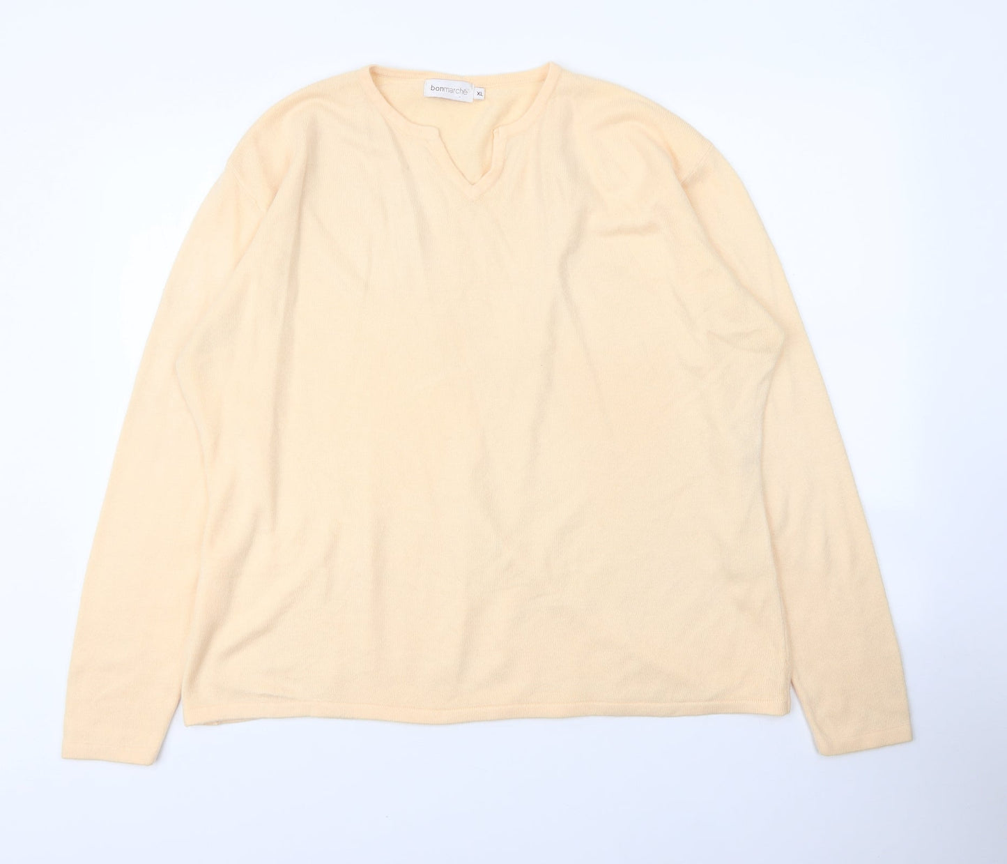 Bonmarché Womens Orange V-Neck  Acrylic Pullover Jumper Size XL