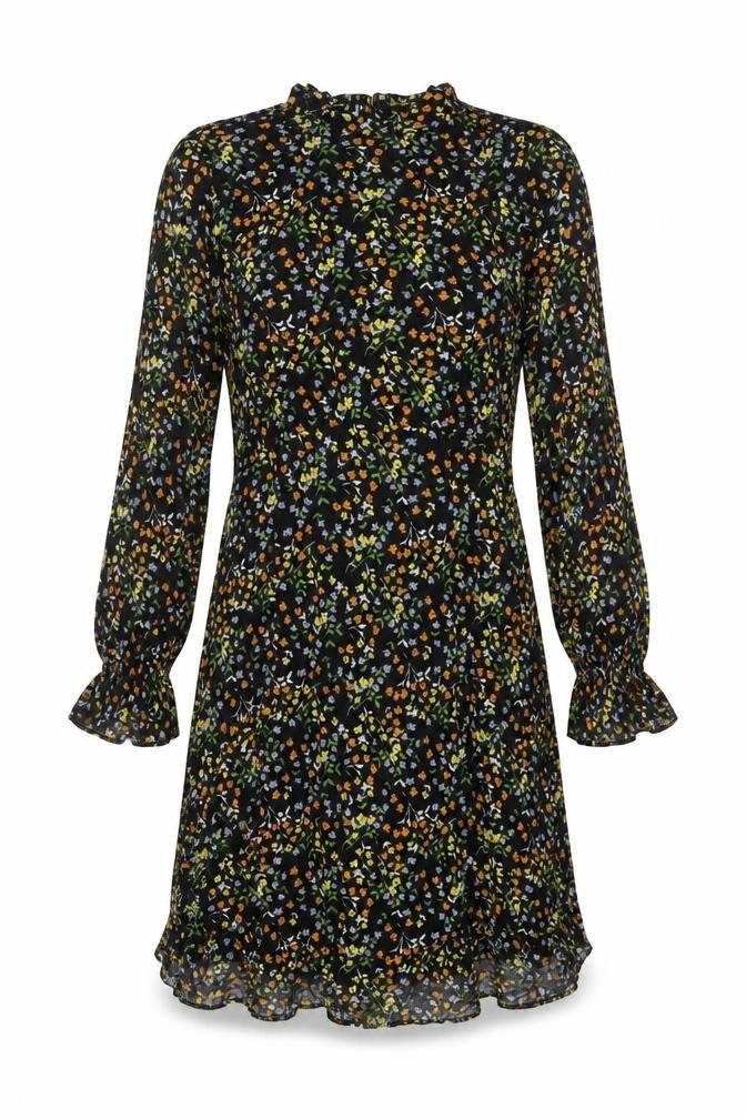 Papaya Womens Black Floral Viscose Shift  Size 8  Round Neck