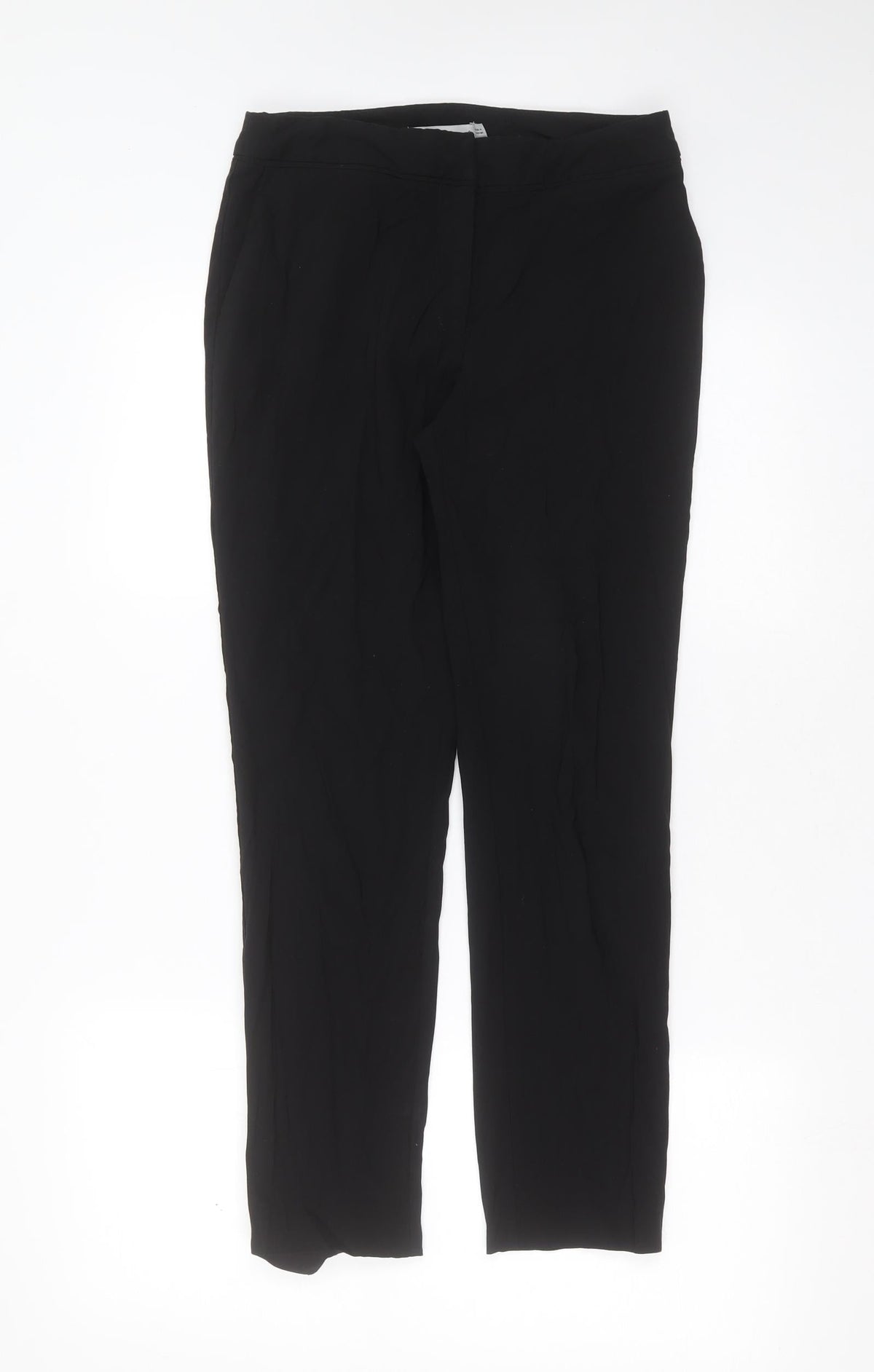Oasis Womens Black  Viscose Trousers  Size 8 L27 in Slim Zip