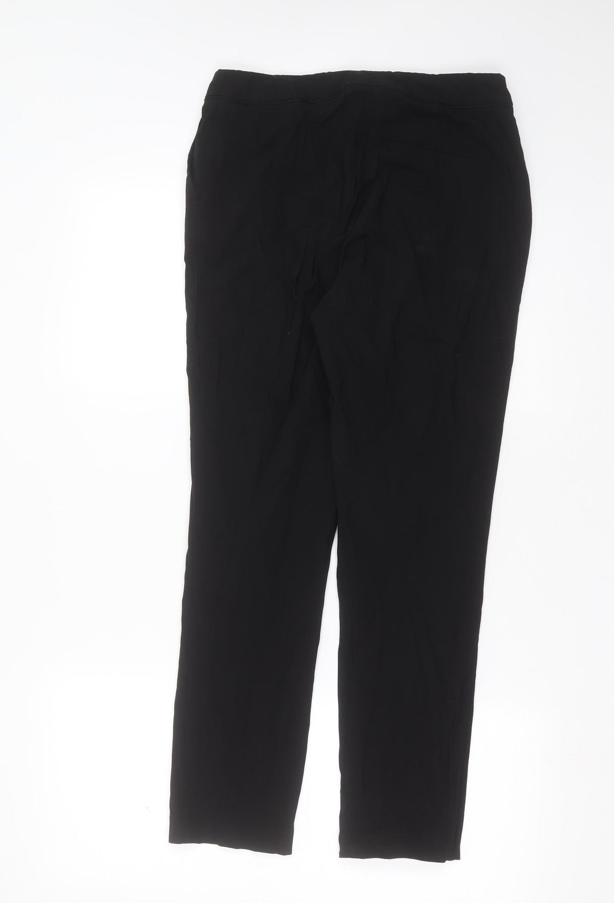 Oasis Womens Black  Viscose Trousers  Size 8 L27 in Slim Zip