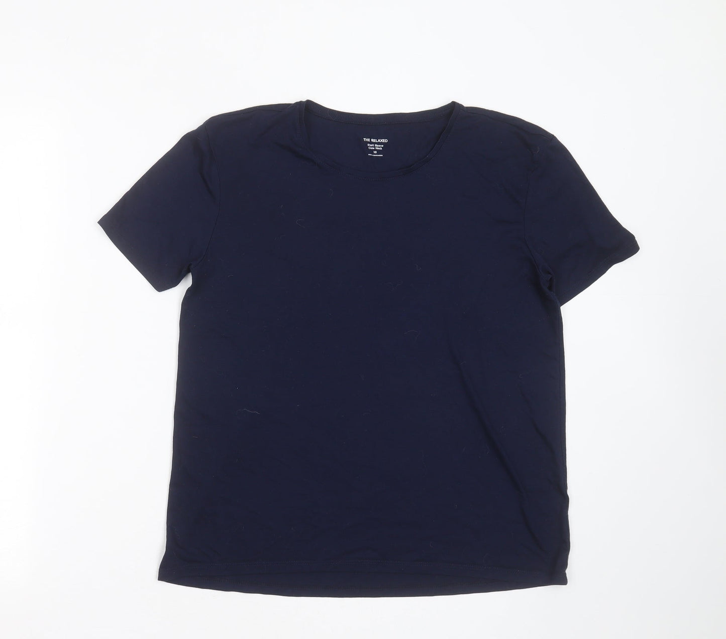Preworn Womens Blue  Viscose Basic T-Shirt Size 10 Round Neck