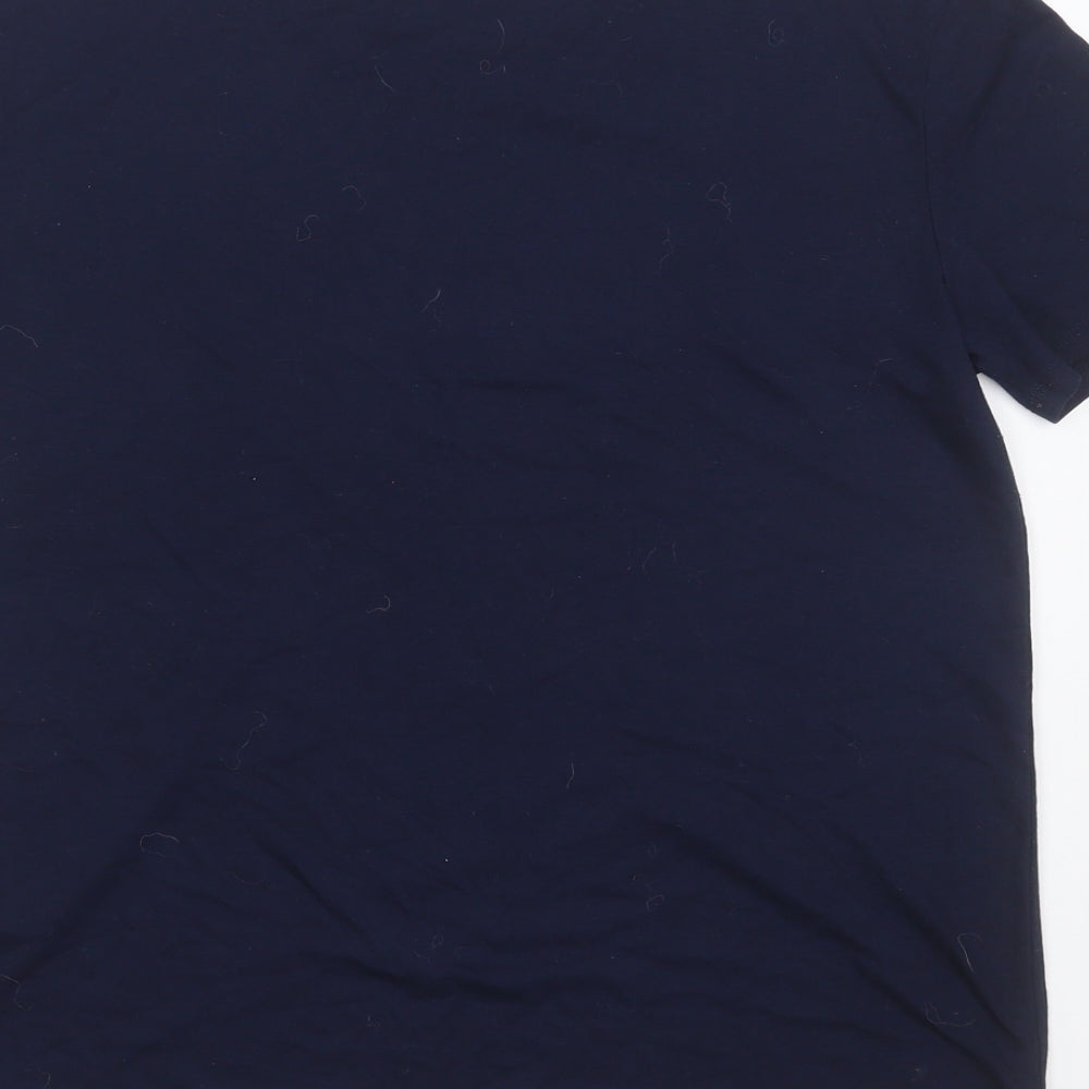 Preworn Womens Blue  Viscose Basic T-Shirt Size 10 Round Neck