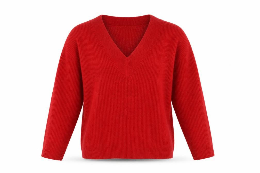 ASOS Womens Red V-Neck  Acrylic Pullover Jumper Size 6