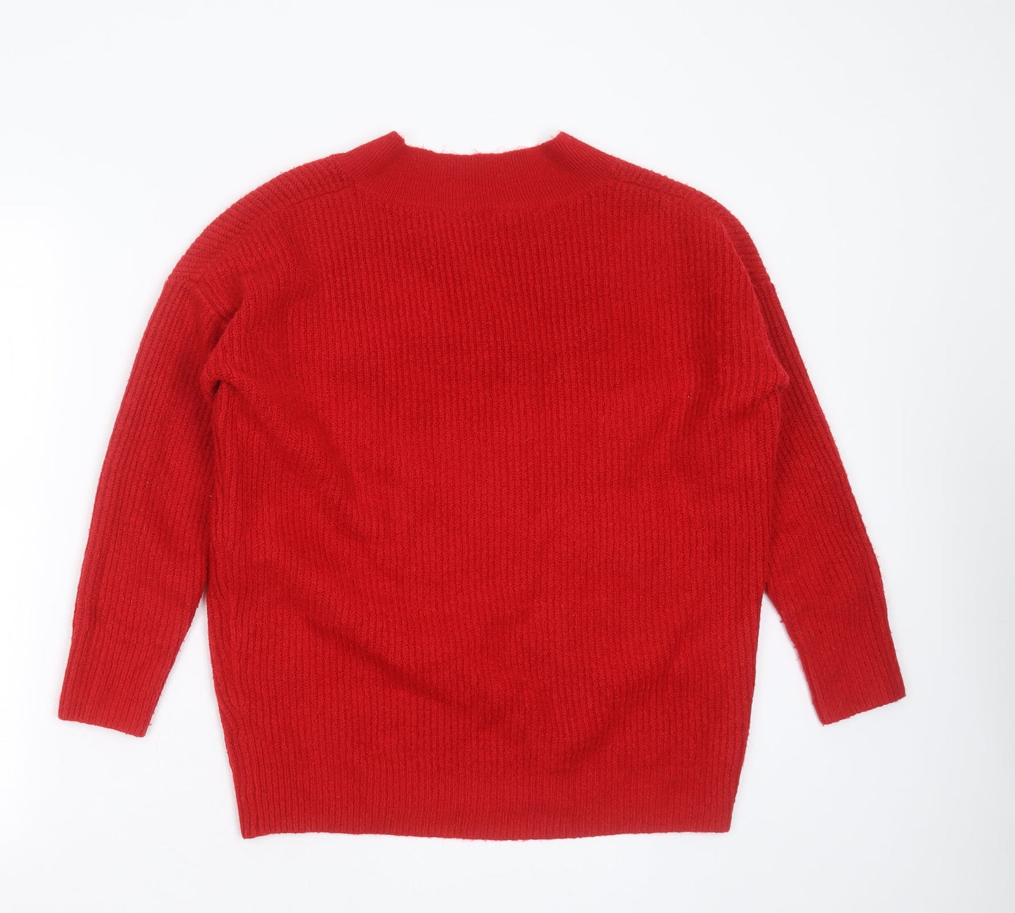 ASOS Womens Red V-Neck  Acrylic Pullover Jumper Size 6