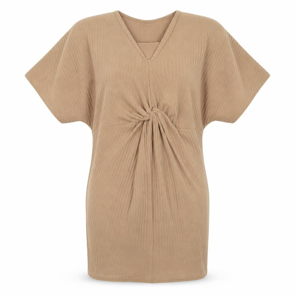 Boohoo Womens Beige  Polyester Mini  Size 10  V-Neck