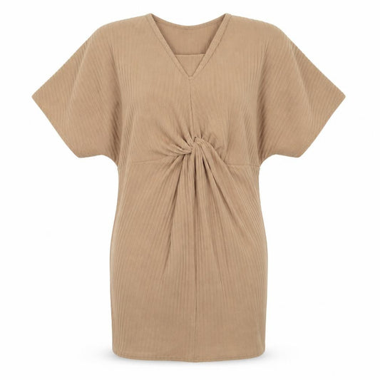 Boohoo Womens Beige  Polyester Mini  Size 10  V-Neck
