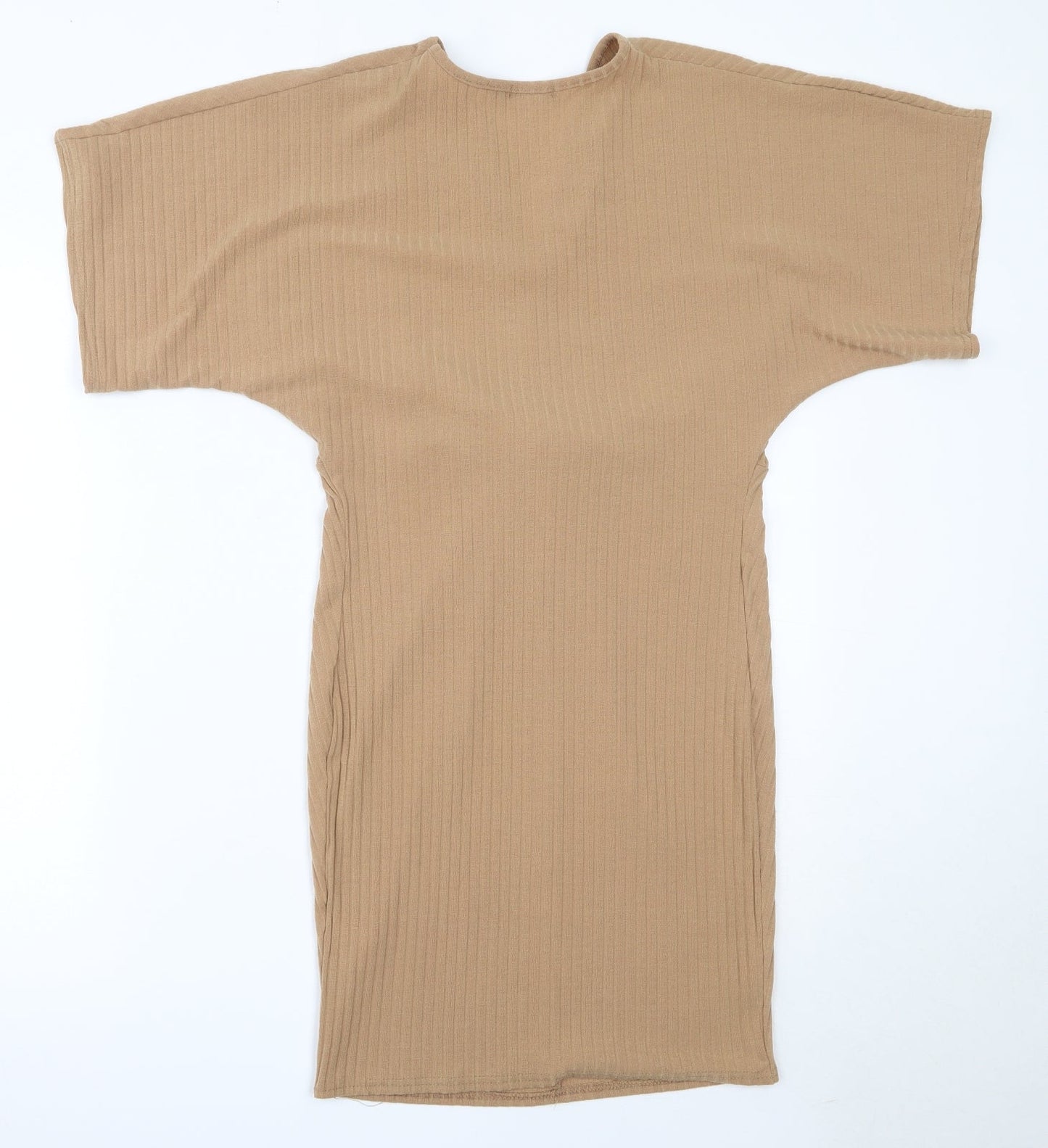 Boohoo Womens Beige  Polyester Mini  Size 10  V-Neck