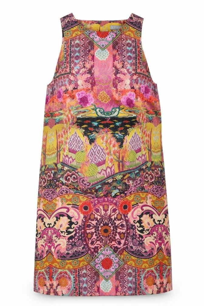 Preworn Womens Pink Geometric Polyester Shift  Size M  Round Neck