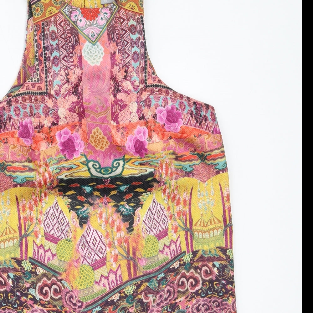 Preworn Womens Pink Geometric Polyester Shift  Size M  Round Neck