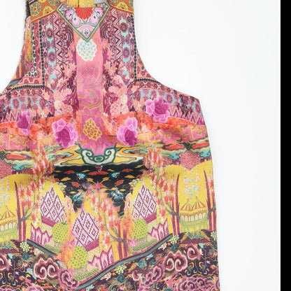 Womens Pink Geometric Polyester Shift  Size M  Round Neck