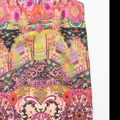 Womens Pink Geometric Polyester Shift  Size M  Round Neck