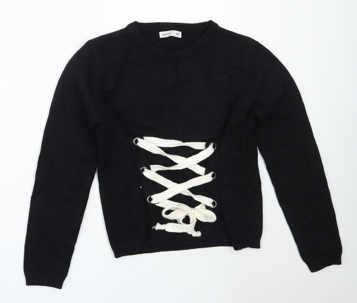 Copperose Womens Black Round Neck  Viscose Pullover Jumper Size S